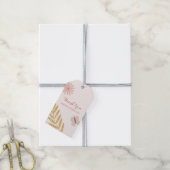 Pink Gingham Butterfly Wildflower Verjaardag Cadeaulabel (Met Touw)