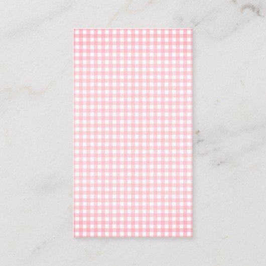 Pink Gingham Check Bow Baby shower Luier Raffle Informatiekaartje (Achterkant)