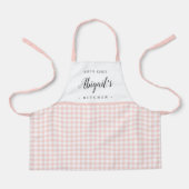 Pink gingham check gepersonaliseerd koken voor kin schort (Voorkant)