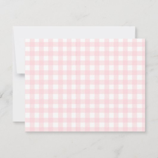 Pink Gingham check Gepersonaliseerde flat dank u Bedankkaart (Achterkant)