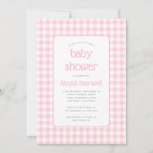 Pink Gingham Check Girl Baby shower Kaart (Voorkant)