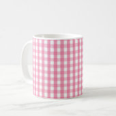 Pink Gingham Check Pattern Two-Tone Coffee Mug Koffiemok (Voorkant links)