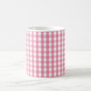 Pink Gingham Check Pattern Two-Tone Coffee Mug Koffiemok