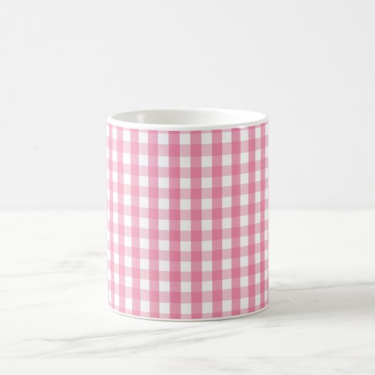 Pink Gingham Check Pattern Two-Tone Coffee Mug Koffiemok (Center)