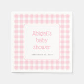 Pink Gingham Check Rustic Girls Baby shower Servet (Voorkant)