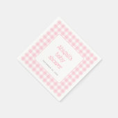 Pink Gingham Check Rustic Girls Baby shower Servet (Hoek)