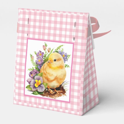 Pink Gingham Checker Verjaardagsfeest Bedankdoosjes (Achterkant)