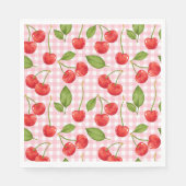 Pink Gingham Cherry Verjaardag servetten (Voorkant)