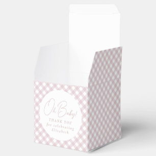 Pink gingham classic eenvoudig meisje baby shower bedankdoosjes