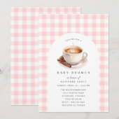 Pink Gingham Coffee Schattige Baby shower Brunch Kaart (Voorkant / Achterkant)