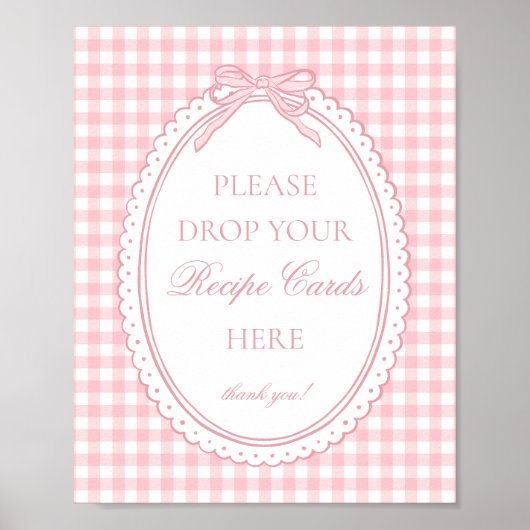 Pink Gingham Coquette Bow Share a Recipe Poster (Voorkant)