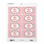 Pink gingham country rustige bruiloft label (Full Sheet)