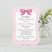 Pink Gingham Couple's Baby shower Invitation Kaart (Staand voorkant)