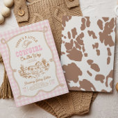 Pink Gingham Cowgirl Baby Shower Invitation Kaart