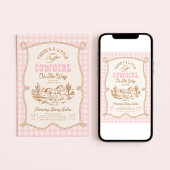 Pink Gingham Cowgirl Baby Shower Invitation Kaart