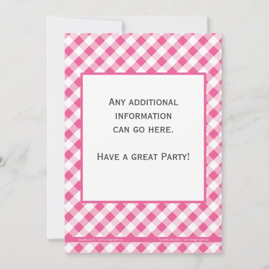 Pink Gingham Cowgirl vrijgezellenfeest uitnodiging (Achterkant)