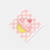 Pink Gingham Cupcake Napkins Servet (Hoek)