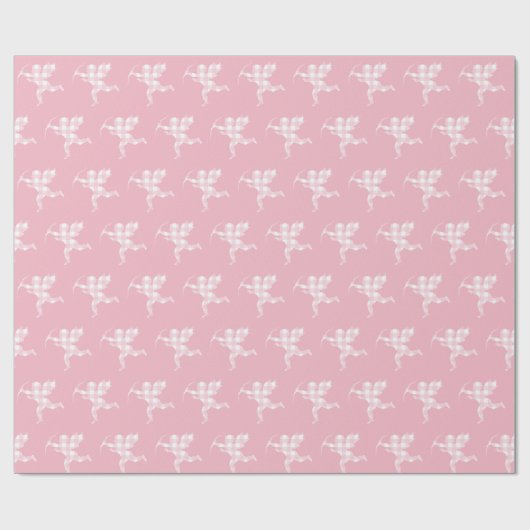 Pink Gingham Cupid Cadeaupapier (Vlak)