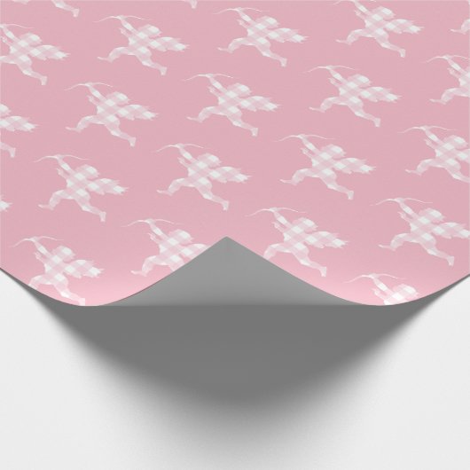 Pink Gingham Cupid Cadeaupapier (Hoek)