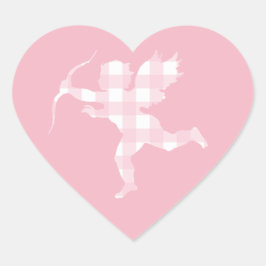 Pink Gingham Cupid Hart Sticker