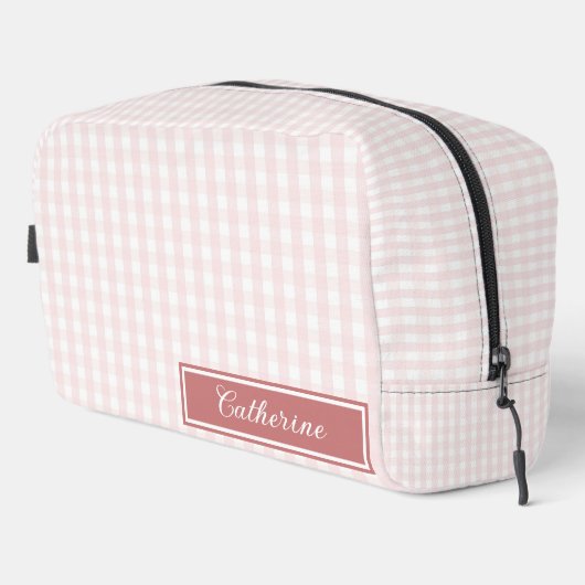 Pink Gingham Cute Plaid Cosmetic Pretty Toilettasje (Rechterhoek)