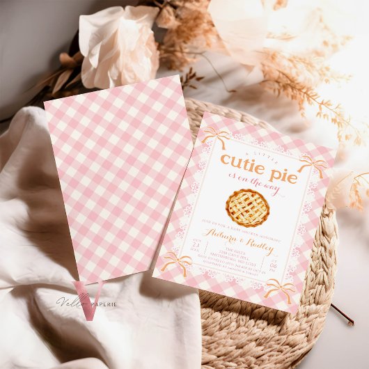 Pink Gingham Cutie Pie ANY AGE Baby shower Kaart