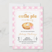 Pink Gingham Cutie Pie Baby shower Uitnodiging (Voorkant)