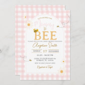 Pink Gingham Daisies Bee Baby shower Mama to Bee Kaart (Voorkant / Achterkant)