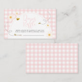 Pink Gingham Daisy Bee Baby Shower Diaper Raffle Informatiekaartje (Voorkant / Achterkant)