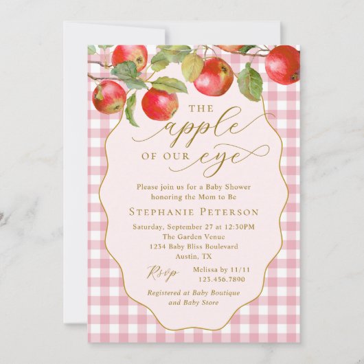 Pink Gingham, de appel van ons Eye Herfst Baby sho Kaart (Voorkant)