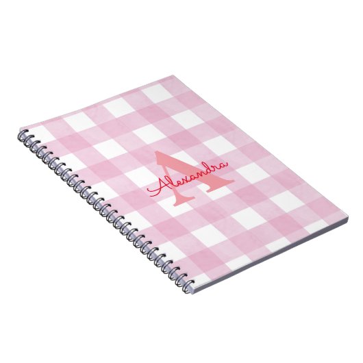 Pink Gingham Decor Notitieboek (Rechterzijde)