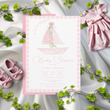 Pink Gingham Een kleine schipper Modern Baby showe