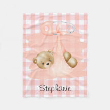 Pink Gingham & een Schattige Teddy Bear Meisje Bab