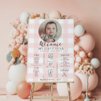 Pink Gingham eerste verjaardag mijlpaal tijdlijn