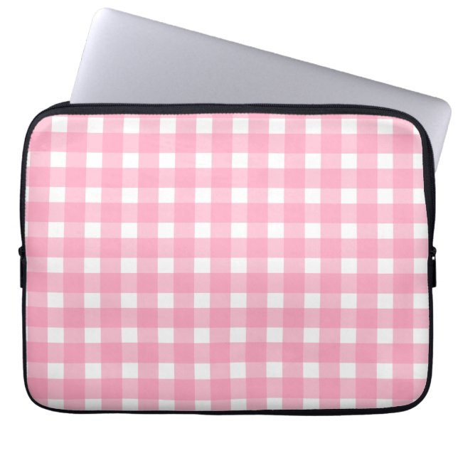 Pink Gingham Electronics Bag Laptop Sleeve (Voorkant)