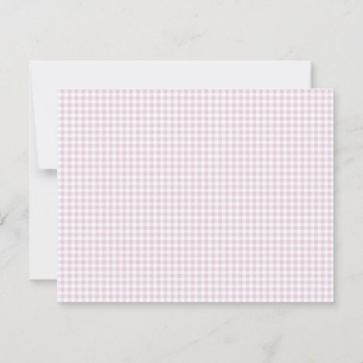 Pink Gingham en boog Nursery Note Kaart (Achterkant)