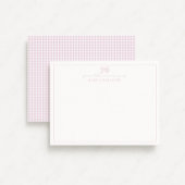 Pink Gingham en boog Nursery Note Kaart