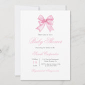 Pink Gingham en Bow Baby shower Meisje Kaart (Voorkant)