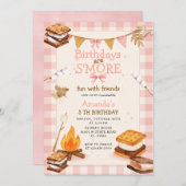 Pink Gingham Fall Camping Bonfire Smores Kaart (Voorkant / Achterkant)