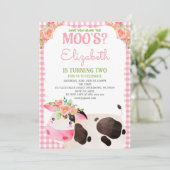 Pink Gingham Farm Animals Girl Birthday Barnyard Kaart (Staand voorkant)