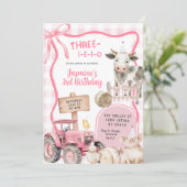 Pink Gingham Farm Birthday  Kaart (Staand voorkant)