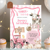 Pink Gingham Farm Birthday  Kaart