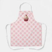 Pink Gingham Faux Crochet Cupcake Bakery Schort (Voorkant)