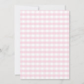 Pink Gingham Floral Baby Carriage Gender Reveal Kaart (Achterkant)
