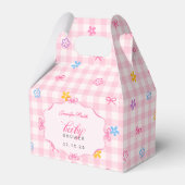Pink Gingham Floral Bow Baby Shower Favor Boxes Bedankdoosjes (Voorkant Zijde)
