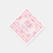 Pink Gingham Floral Bow Baby Shower Napkins Servet (Hoek)