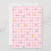 Pink Gingham Floral Bow Baby Shower Thank You Card Bedankkaart (Achterkant)
