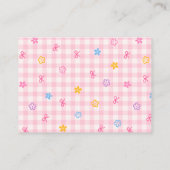 Pink Gingham Floral Bow Diaper Raffle Insert Card Informatiekaartje (Achterkant)
