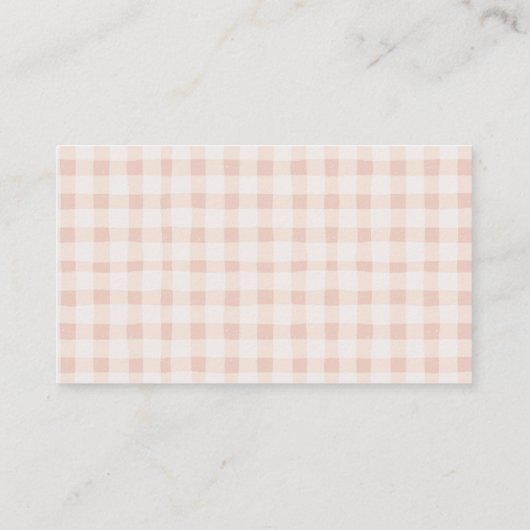 Pink Gingham Floral Meisje Baby shower Baby Boeken Informatiekaartje (Achterkant)