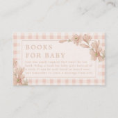 Pink Gingham Floral Meisje Baby shower Baby Boeken Informatiekaartje (Voorkant)